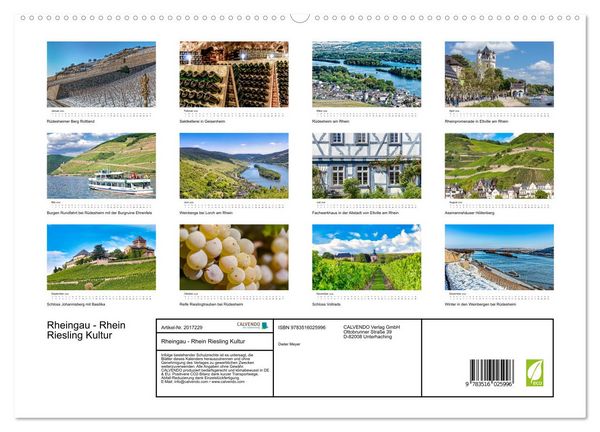 Produktbild: Rheingau - Rhein Riesling Kultur (hochwertiger Premium Wandkalender 2026 DIN A2 quer), Kunstdruck in Hochglanz