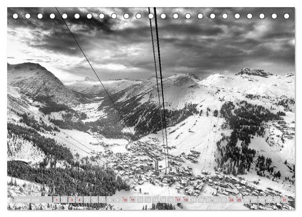 Produktbild: Arlberg black and white (Tischkalender 2026 DIN A5 quer), CALVENDO Monatskalender