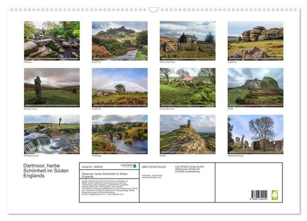 Produktbild: Dartmoor, herbe Sch&ouml;nheit im S&uuml;den Englands (Wandkalender 2026 DIN A2 quer), CALVENDO Monatskalender