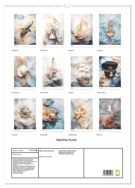 Produktbild: Maritime Kunst (Wandkalender 2026 DIN A2 hoch), CALVENDO Monatskalender