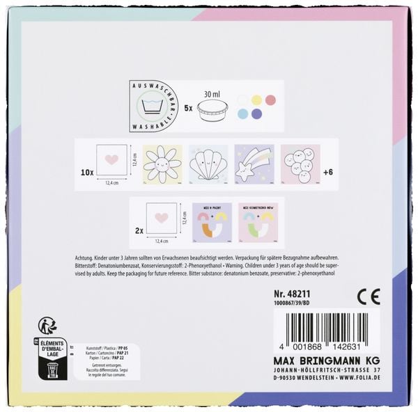 Produktbild: FOLIA Bastelartikel Fingerfarben Set SWEET RAINBOW