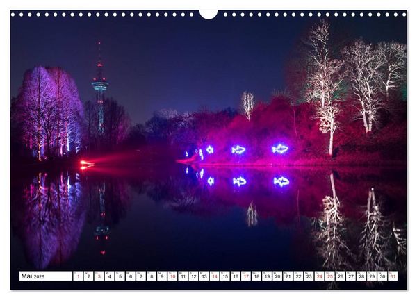 Produktbild: Mannheim bei Nacht - Impressionen aus der Quadratestadt (Wandkalender 2026 DIN A3 quer), CALVENDO Monatskalender