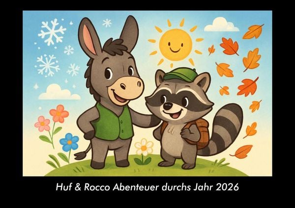 Huf & Rocco Abenteuer durchs Jahr 2026 Fotokalender DIN A3