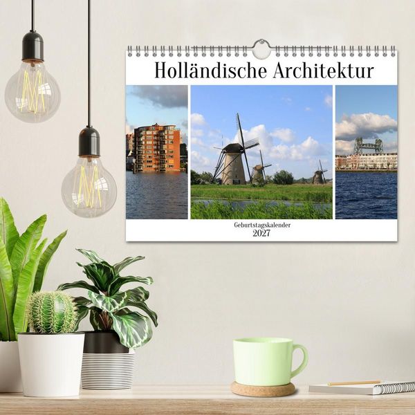 Produktbild: Holl&auml;ndische Architektur Geburtstagskalender (Wandkalender 2027 DIN A4 quer), CALVENDO Monatskalender