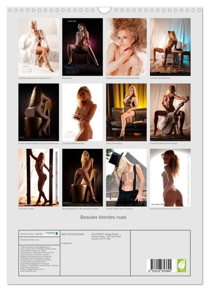 Produktbild: Beaut&eacute;s blondes nues (Calendrier mural 2026 DIN A3 horizontal), CALVENDO calendrier mensuel
