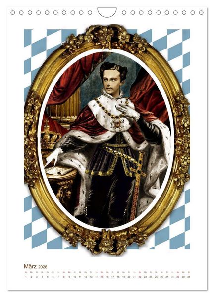 Produktbild: Ludwig II. von Bayern: Historische Illustrationen und Stiche (Wandkalender 2026 DIN A4 hoch), CALVENDO Monatskalender