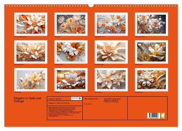 Produktbild: Eleganz in Gold und Orange (Wandkalender 2026 DIN A2 quer), CALVENDO Monatskalender