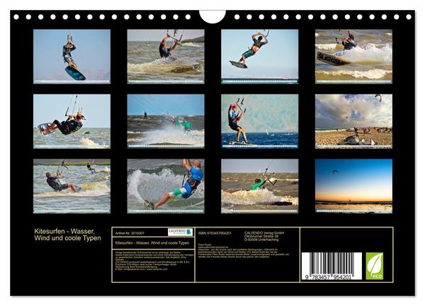 Produktbild: Kitesurfen - Wasser, Wind und coole Typen (Wandkalender 2026 DIN A4 quer), CALVENDO Monatskalender