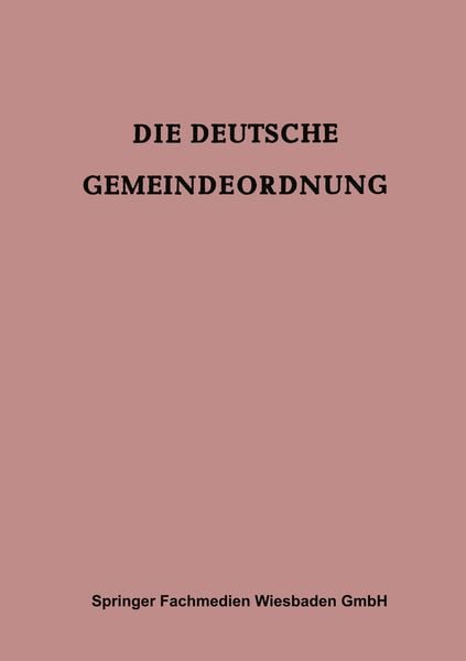 Produktbild: Die Deutsche Gemeindeordnung