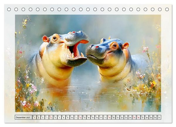 Produktbild: Zwergflusspferde. Kleine Hippos im Sumpfgebiet (Tischkalender 2027 DIN A5 quer), CALVENDO Monatskalender