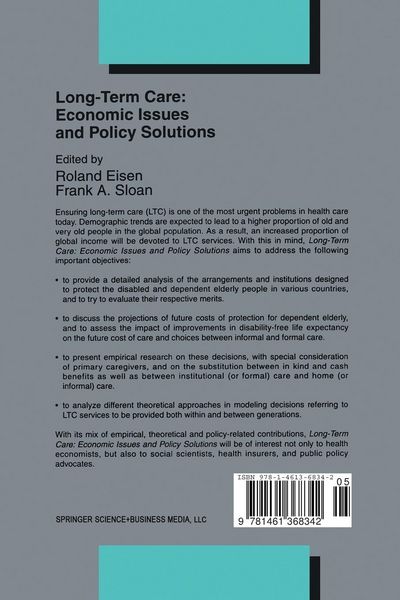 Produktbild: Long-Term Care: Economic Issues and Policy Solutions