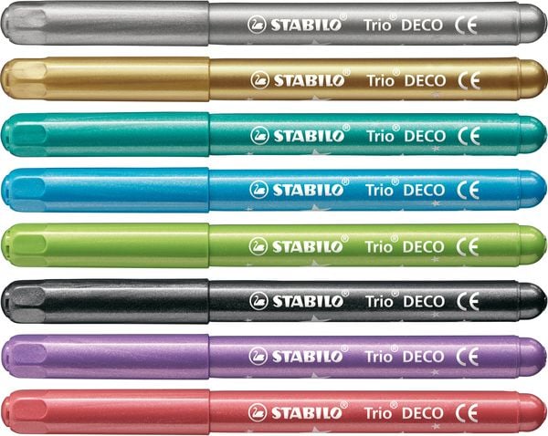 Metallic-Filzstift mit robuster XL-Spitze - STABILO Trio DECO - 8er Pack - mit 8 verschiedenen Farben