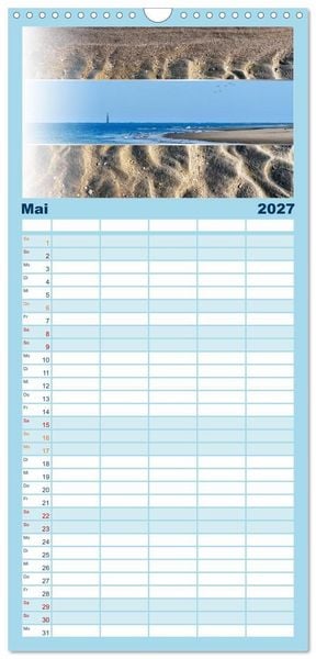 Produktbild: Familienplaner 2027 - K&uuml;stenstreifen an der Nordsee mit 5 Spalten (Wandkalender, 21 x 45 cm) CALVENDO