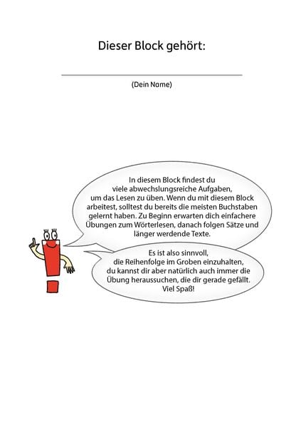 Quer durch die 1. Klasse, Lesen üben - A5-Übungsblock