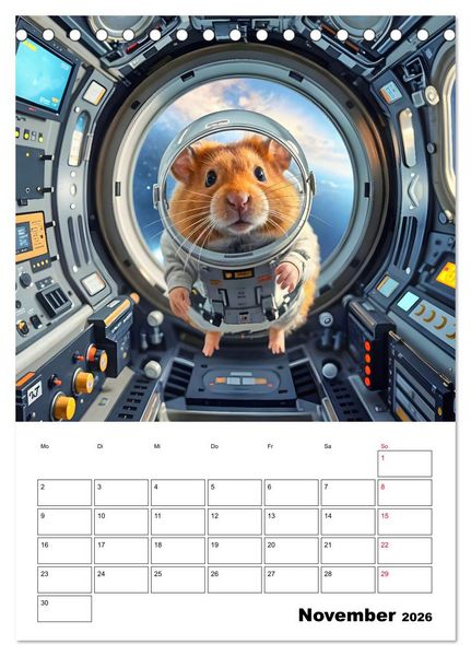 Produktbild: Space Hamster - Mit KI Hamster Astronauten im Weltall (Tischkalender 2026 DIN A5 hoch), CALVENDO Monatskalender