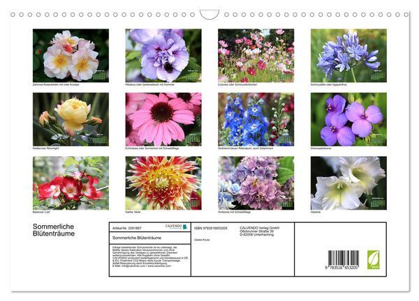 Produktbild: Sommerliche Bl&uuml;tentr&auml;ume (Wandkalender 2026 DIN A3 quer), CALVENDO Monatskalender