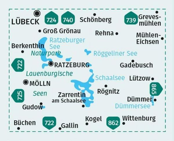 Produktbild: KOMPASS Wanderkarte 721 Lauenburgische Seen, Ratzeburg, M&ouml;lln, Schaalsee 1:50.000
