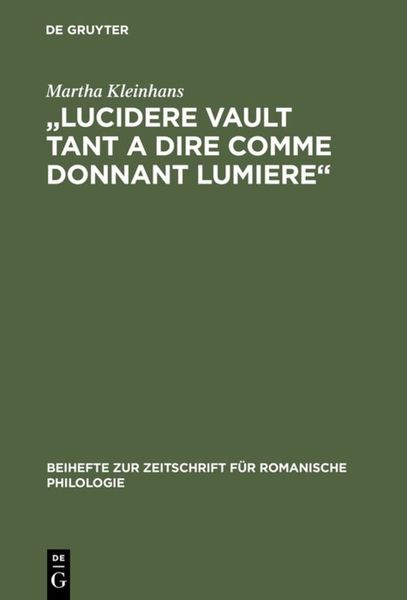 Produktbild: "Lucidere vault tant a dire comme donnant lumiere"