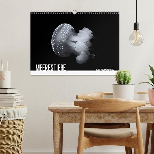 Produktbild: Meerestiere Bilder in Schwarz Weiss (Wandkalender 2026 DIN A3 quer), CALVENDO Monatskalender