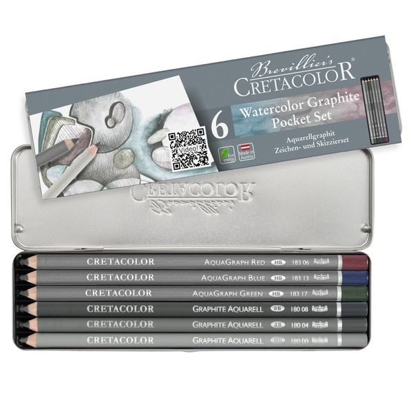 Produktbild: Cretacolor K&uuml;nstlerstifte Aquarellgraphit Pocket Set, 6er Metalletui
