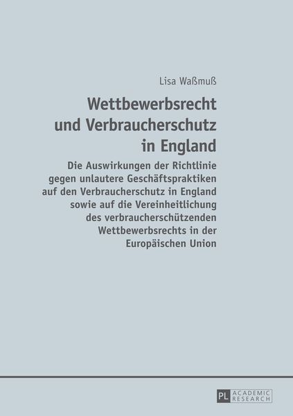 Produktbild: Wettbewerbsrecht und Verbraucherschutz in England