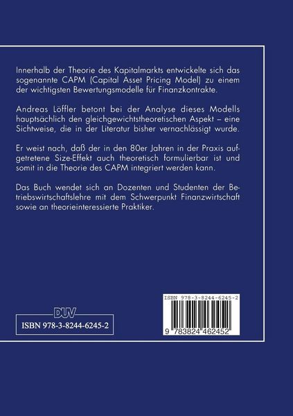 Produktbild: Capital Asset Pricing Model mit Konsumtion
