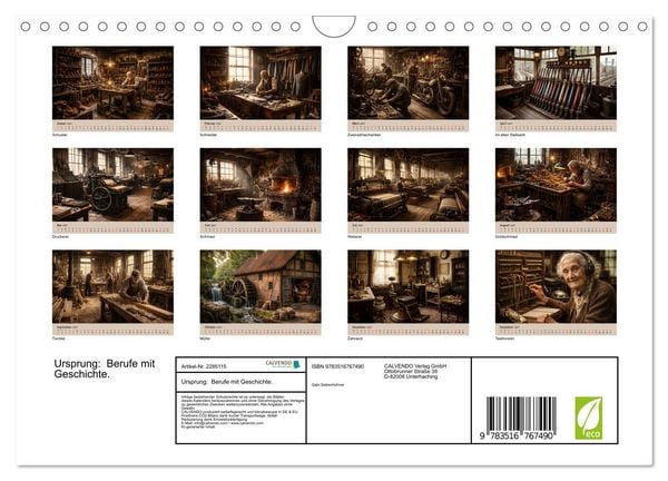 Produktbild: Ursprung: Berufe mit Geschichte. (Wandkalender 2027 DIN A4 quer), CALVENDO Monatskalender