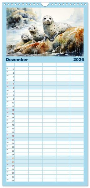 Produktbild: Familienplaner 2026 - Neulich am Wasser mit 5 Spalten (Wandkalender, 21 x 45 cm) CALVENDO