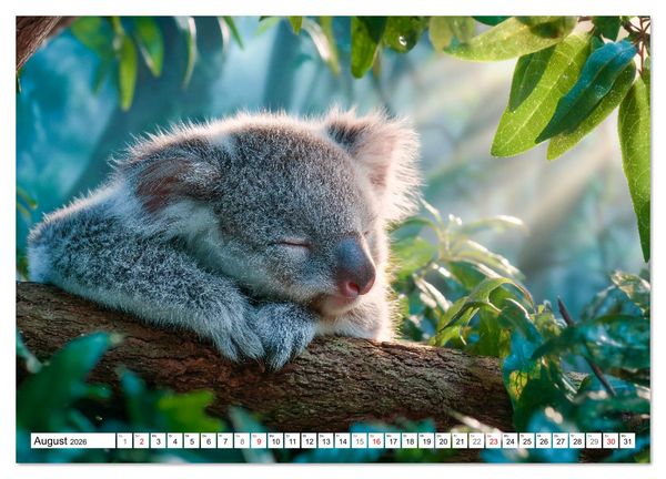 Produktbild: GUTE NACHT - Schlafende Tiere, traumhaft sch&ouml;n (Wandkalender 2026 DIN A2 quer), CALVENDO Monatskalender