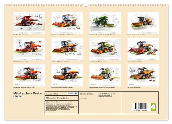Produktbild: M&auml;hdrescher - Design Studien (hochwertiger Premium Wandkalender 2026 DIN A2 quer), Kunstdruck in Hochglanz