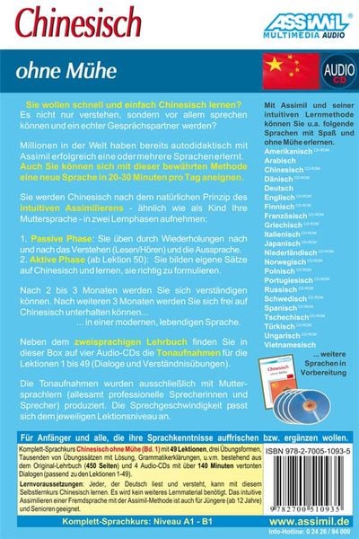 Produktbild: ASSiMiL Chinesisch ohne M&uuml;he Band 1 - Audio-Sprachkurs - Niveau A1-A2