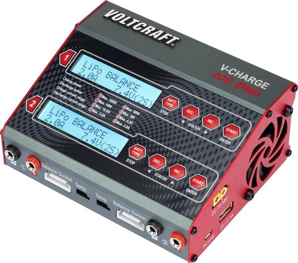 VOLTCRAFT V-Charge 100 Duo Modellbau-Multifunktionsladegerät 12 V, 230V 10A