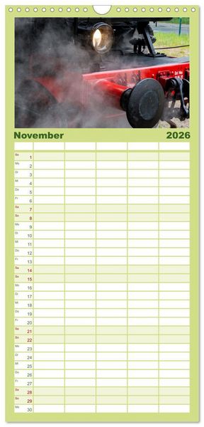 Produktbild: Familienplaner 2026 - Dampflok auf Usedom mit 5 Spalten (Wandkalender, 21 x 45 cm) CALVENDO