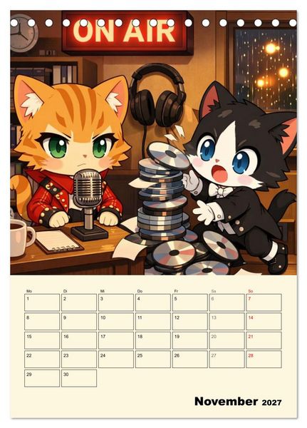 Produktbild: Mia und die Miezband (Tischkalender 2027 DIN A5 hoch), CALVENDO Monatskalender