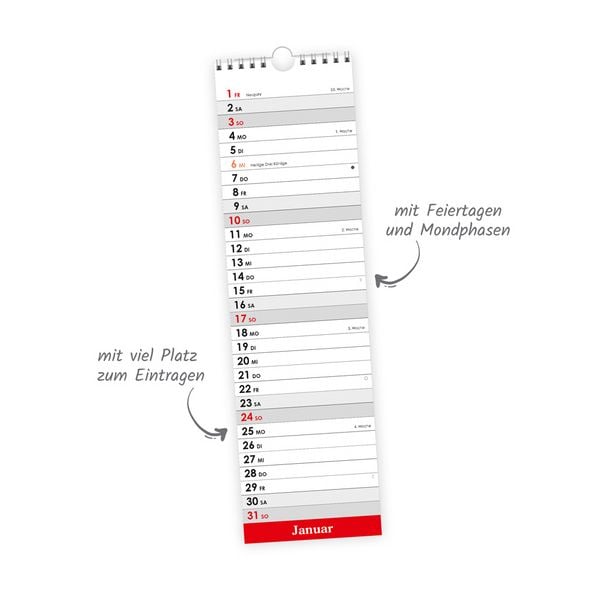 Produktbild: TR&Ouml;TSCH - Streifenkalender Mini Rot 2027