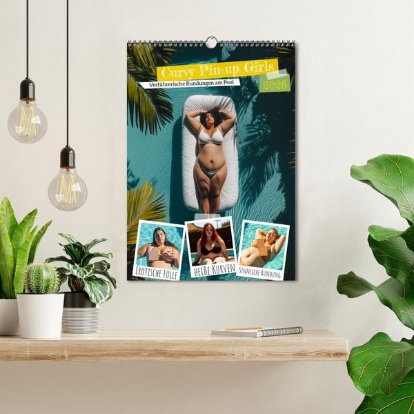 Produktbild: Curvy Pin-up Girls - Verf&uuml;hrerische Rundungen am Pool (Wandkalender 2026 DIN A3 hoch), CALVENDO Monatskalender