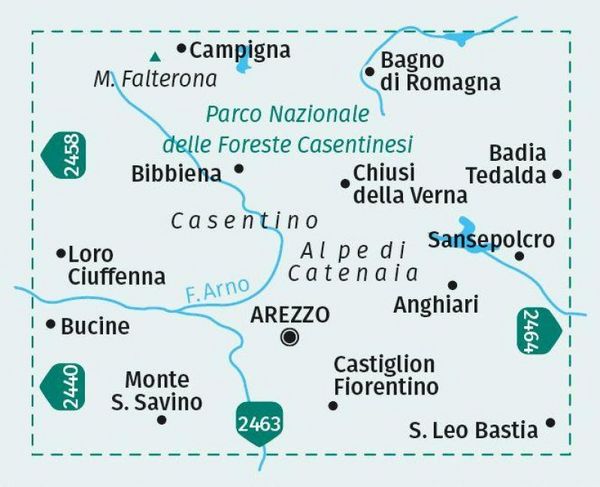 Produktbild: KOMPASS Wanderkarte 2459 Arezzo, Casentino, Parco Nazionale delle Foreste Casentinesi, Monte Falterona, Campigna 1:50.000