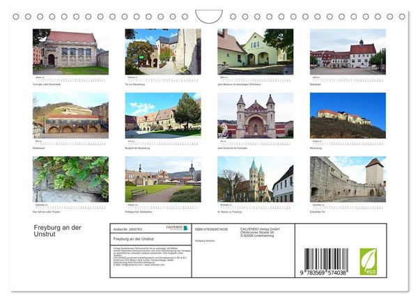 Produktbild: Freyburg an der Unstrut (Wandkalender 2027 DIN A4 quer), CALVENDO Monatskalender