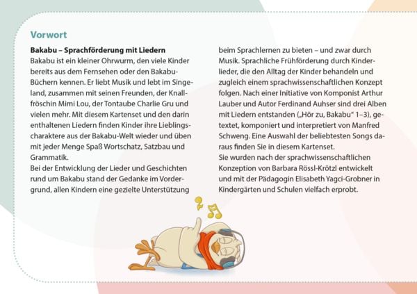 Produktbild: Bakabu. Komm mit ins Singeland! Bildkarten zur Sprachf&ouml;rderung mit Kinderliedern mit Musik zum Streamen