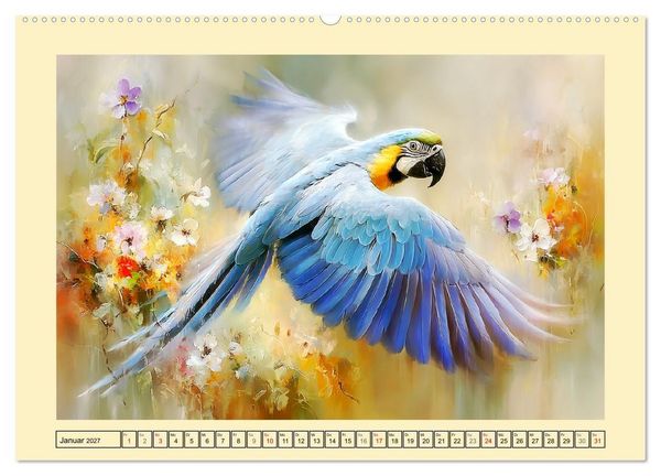 Produktbild: Hyazint-Aras. Die blauen Papageien aus S&uuml;damerika (hochwertiger Premium Wandkalender 2027 DIN A2 quer), Kunstdruck in Hochglanz