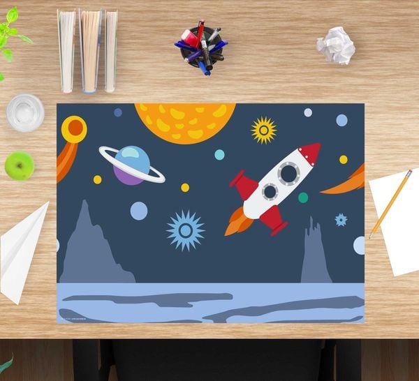 Produktbild: Cover-your-desk Schreibtischunterlage f&uuml;r Kinder Weltall, aus hochwertigem Vinyl , 60 x 40 cm