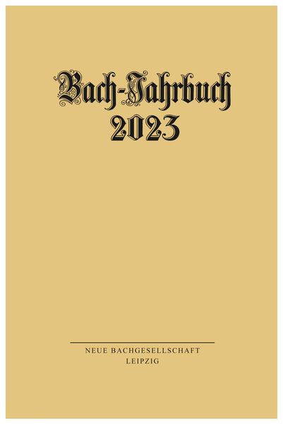 Produktbild: Bach-Jahrbuch 2023