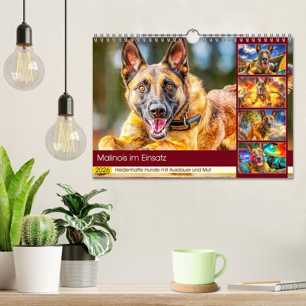 Produktbild: Malinois im Einsatz. Heldenhafte Hunde mit Ausdauer und Mut (Wandkalender 2026 DIN A4 quer), CALVENDO Monatskalender