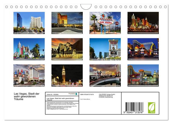 Produktbild: Las Vegas, Stadt der wahr gewordenen Tr&auml;ume (Wandkalender 2026 DIN A4 quer), CALVENDO Monatskalender