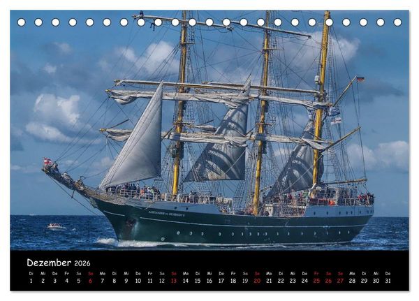 Produktbild: Windjammer vor Warnem&uuml;nde (Tischkalender 2026 DIN A5 quer), CALVENDO Monatskalender