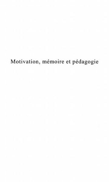 Produktbild: Motivation, memoire et pedagogie