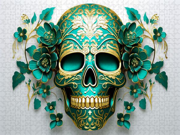 Produktbild: CALVENDO Puzzle Green Skull | 2000 Teile Lege-Gr&ouml;&szlig;e 90x67cm Foto-Puzzle f&uuml;r gl&uuml;ckliche Stunden