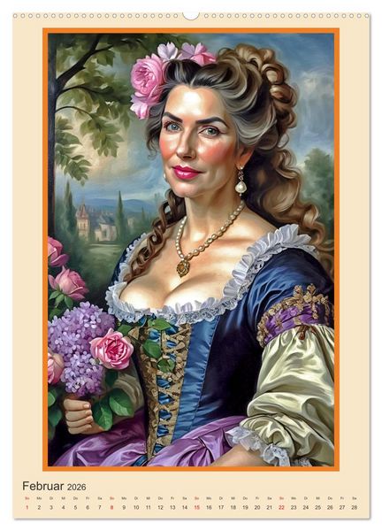 Produktbild: Portr&auml;tgalerie, Frauen in Barockkost&uuml;men (hochwertiger Premium Wandkalender 2026 DIN A2 hoch), Kunstdruck in Hochglanz