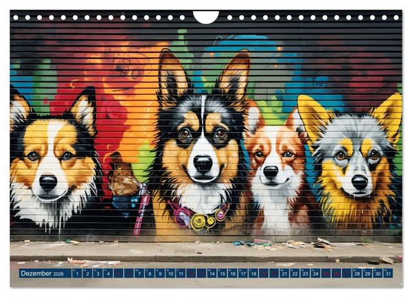 Produktbild: Graffiti Hunde (Wandkalender 2026 DIN A4 quer), CALVENDO Monatskalender