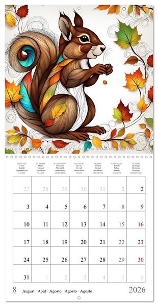 Produktbild: Animal fractals (Wall Calendar 2026 12 &times; 12 Inch) CALVENDO 12 Month Wall Calendar